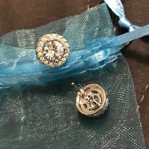 Elegant Sterling Silver CZ Stud Earrings